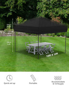Huloretions 10x10FT Pop Up Canopy Tent,Folding Heavy Duty Commercial Canopy Tent Outdoor Vendor Party Tent Waterproof Gazebo Shelter For Patio Outdoor Party Events,Height Adjustable Shelter Gazebos