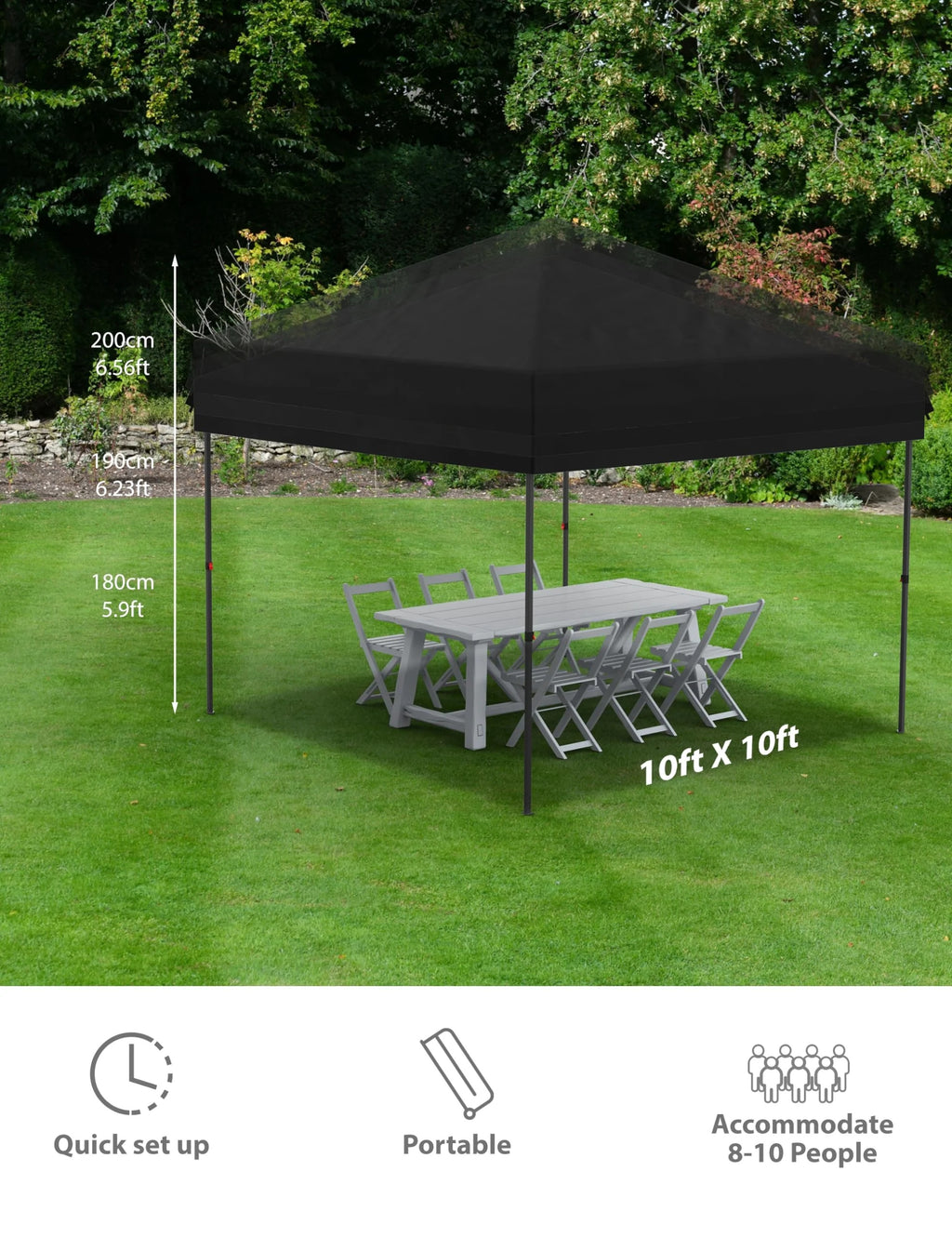 Danolapsi 10x10 Ft Pop Up Canopy Tent Easy One Person Set-up,Easy Outdoor Sun Shade,Instant Portable Shelter with 4 Stakes,4 Ropes,4 Sandbags for Patio, Outdoor Activities