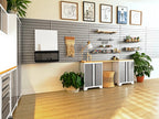 NewAge Products Bold Series Gray 14 Piece Cabinet Set, Heavy Duty 24-Gauge Steel Garage Storage System, LED Lights Included