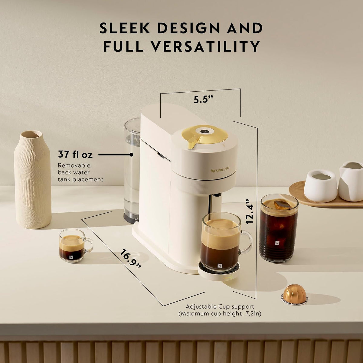 Vertuo Next Coffee and Espresso Maker, Creamy White and Gold