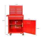 5-Drawer Rolling Tool Chest & Removable Tool Box with Locking System, Tool Box Organizer with 4 Wheels&Hooks, Large Capacity Garage Storage Cabinet for Warehouse and Repair Shop, Orange