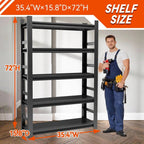 Garage Shelving Units and Storage 5 Tier Adjustable Storage Shelves Heavy Duty Metal Shelving Utility Industrial Shelving Rack for Garage Warehouse Pantry Basement,Black