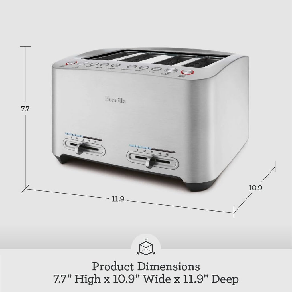 Die-Cast Smart Toaster, 2-Slice, Brushed Stainless Steel