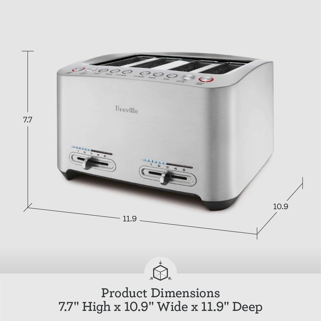 Die-Cast Smart Toaster, 2-Slice, Brushed Stainless Steel