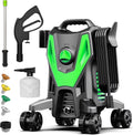 Electric Pressure Washer, 4800 PSI 3.0GPM High Pressure Cleaning Machine with 35 FT Power Cord, 20 FT Hose, Foam Cannon, 4 Nozzles,Easy Store for Car/Garage/Patio, Green