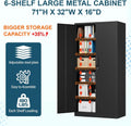 MIIIKO Metal Storage Cabinet with Locking Doors, Black Garage Lockable Steel Cabinets with 4 Doors and 5 Shelves for Home, Garage, Pantry Workshop Warehouse