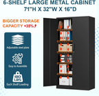 MIIIKO Metal Storage Cabinet with Locking Doors, Black Garage Lockable Steel Cabinets with 4 Doors and 5 Shelves for Home, Garage, Pantry Workshop Warehouse