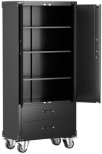 GangMei 71 Inches Tall Metal Garage Storage Cabinets with 5 Adjustable Shelves & Pegboards, Lockable Steel Black Storage Cabinet with Doors for Office, Home, School, Shops, Garage, Assembly required