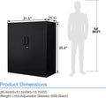 Metal Garage Storage Cabinet with 2 Doors and 2 Adjustable Shelves - 35.5" Steel Lockable File Locking Counter Cabinet for Home Office,Gym,School-Black-