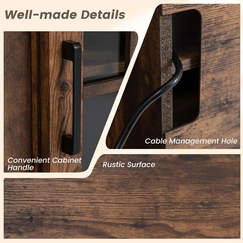 58" TV Console with 23" Fireplace Insert, Fireplace TV Stand for TVs up to 65 Inches, 1400W Electric Fireplace Heater