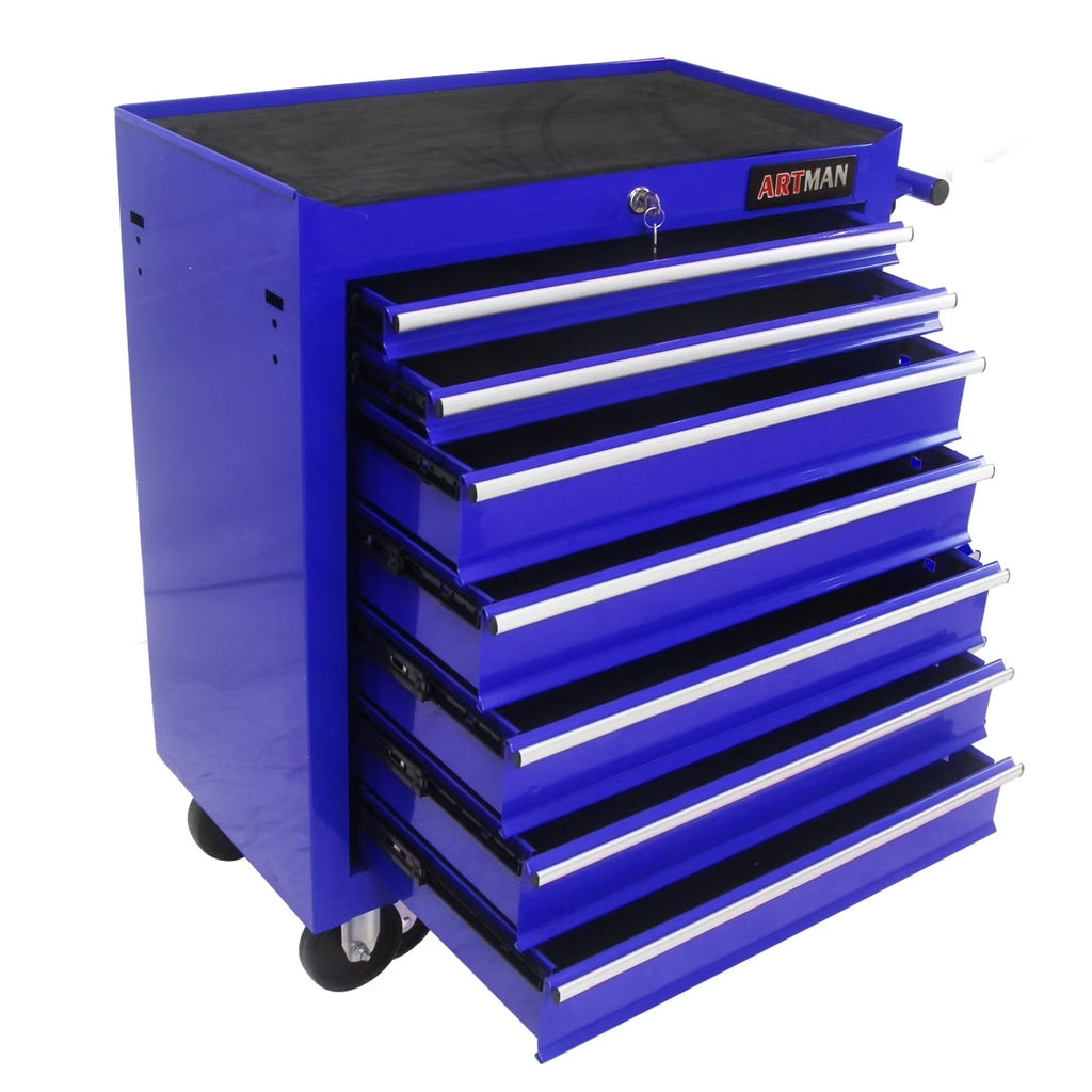 7-Drawer Metal Rolling Tool Chest with Wheels, Tool Storage Cabinet with Locking System, Toolbox with Wheels for Garage, Warehouse, Workshop, Repair Shop, Red
