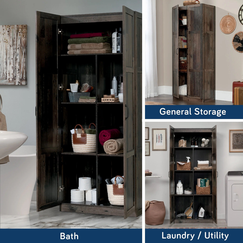 Sauder Select 2 Door Storage Cabinet, Reclaimed Pine Finish