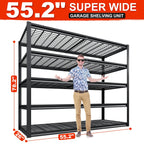 REIBII 55" W Wire Shelving Garage Shelves Heavy Duty 3000lbs Adjustable 5-Tier Storage Rack