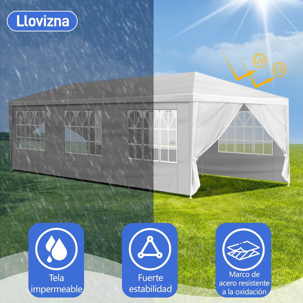 10'x30' Canopy Tent, Canopy Party Tent with 8 Removable Sidewalls,Waterproof Gazebo Tent for Patio/Outdoor/Wedding Parties and Events, White
