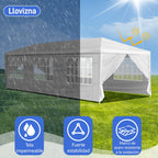 10'x30' Canopy Tent, Canopy Party Tent with 8 Removable Sidewalls,Waterproof Gazebo Tent for Patio/Outdoor/Wedding Parties and Events, White