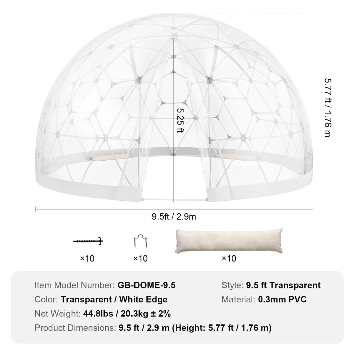 9.5FT Outdoor Bubble Tent -C Transparent Dome Camping Shelter with Zip Door & Windows -C Waterproof Pop-Up Tent for Stargazing, Backyard, Patio & Glamping -C Portable Instant Setup