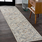 Bohemian Medallion Low-Pile Machine-Washable Area Rug, Cream and Terra
