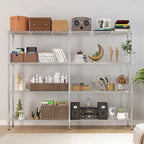 Zimtown Heavy Duty Storage Shelves, 63"W Wire Shelving Unit, Adjustable 4 Tier Metal Shelves Organizer Silver for Pantry Kitchen Basement, 1500 lbs Capacity