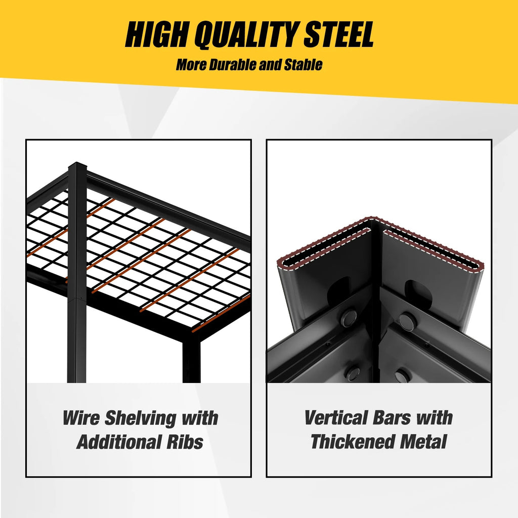 Alvantor 5-Tier Heavy Duty Storage Shelves Unit, 3000LBS Capacity Metal Shelving Rack,Black