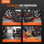 VEVOR 4.8 Gallon Air Compressor, 1.2HP 2.2 CFM@90PSI Oil Free Air Compressor Tank & Max. 116PSI Pressure, 70 dB Ultra Quiet Compressor for Auto Repair,Tire Inflation,Spray Painting,Woodwork Nailing