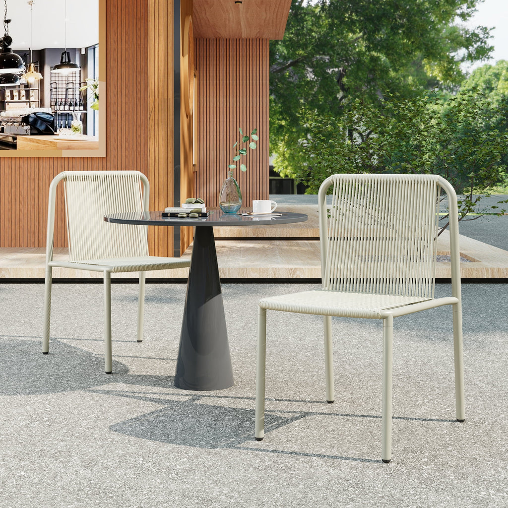 Christopher Knight Home Modern Rattan Patio Dining Chairs, Metal Frame, Green, Set of 2
