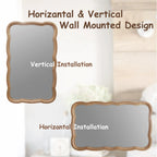 Curved Scallop Wood Frame Accent Mirror, Modern Decorative Wall Mirror for Living Room, Bedroom and Entryway