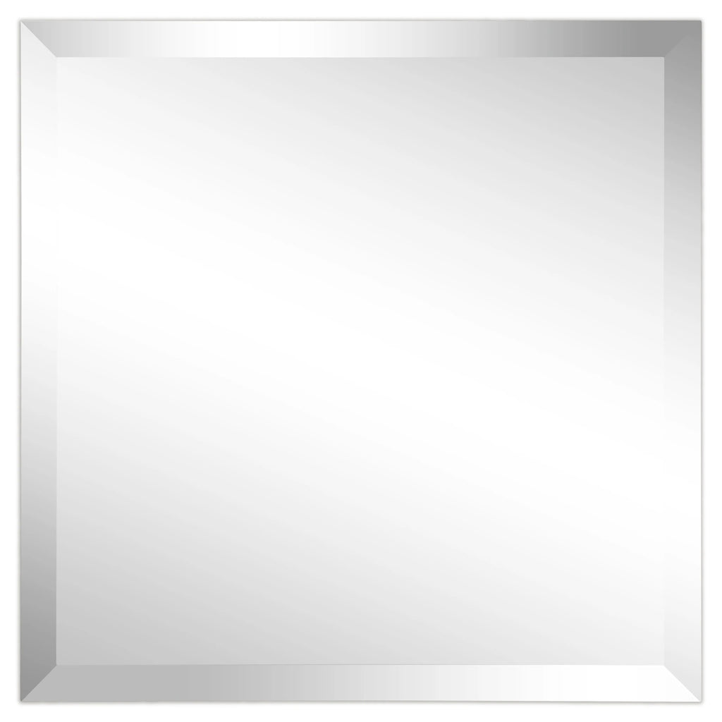 Frameless Beveled Prism Wall Mirror, Clear Square or Rectangular Decorative Mirror for Bathroom, Bedroom and Home Decor