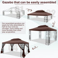 SANOPY 10'x13.3' Metal Patio Gazebo, Outdoor Gazebo Canopy Tent for Backyard with Mesh Curtains, Gazebos Shelter with Display Shelves, Steel Frame, Patio Covers for Tailgate