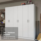 Madesa Garage Set 3 Pantry Storage Cabinet with 15 Utility Shelves 71"L Wooden Organization Unit for Garage - White