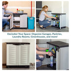 Sunnydaze Adjustable 25.5" Plastic 1-Shelf Freestanding Garage Storage Cabinet, Gray w/ Charcoal Trim