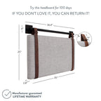 Wall Mount Upholstered Headboard with Metal Rail - Modern Bedroom Headboard