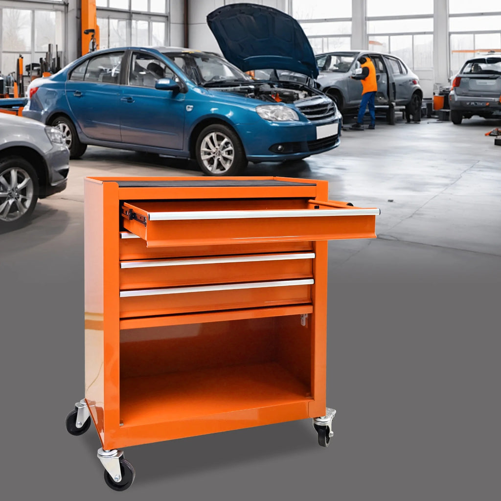 4 Drawers Multifunctional Tool Cart with Wheel Steel Tool Chest Storage Cabinet