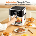 6.0QT Glass Air Fryer, Non Toxic AirFryer with Touchscreen Control