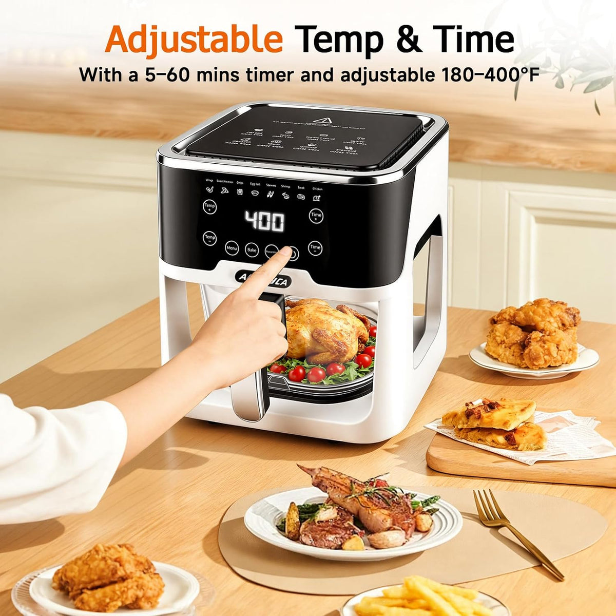 6.0QT Glass Air Fryer, Non Toxic AirFryer with Touchscreen Control