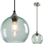 Amber Pendant Lights Kitchen Island 3 Pack, 5.9 in Seeded Glass Globe