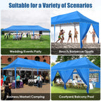 SANOPY 10' x 20' Pop up Canopy Party Tent with 6 Removable Sidewalls, Wave Eave Outdoor Waterproof Patio Gazebo Tent with Carry Bag, Backyards Camping Picnics, Black