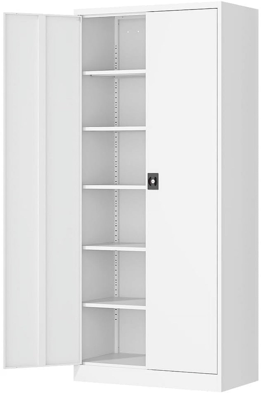 Fesbos Metal Garage Storage Cabinet,71" H Tall White Cabinet with 2 Doors and 5 Adjustbale Shelves,Lockable Tool Cabinet for Garage, Basement, Home Office