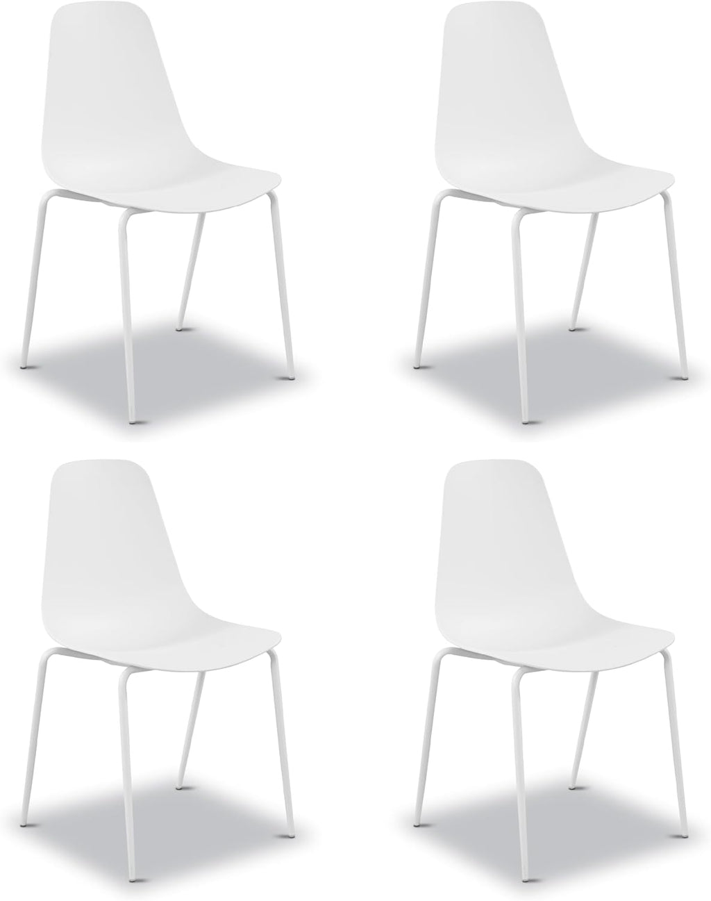 Isla Modern Kitchen Chairs Set of 4, Plastic Dining Chair with Metal Legs, Quick Assembly Simple Cafe Chairs Plastic for Indoor or Outdoor, Ocean Teal