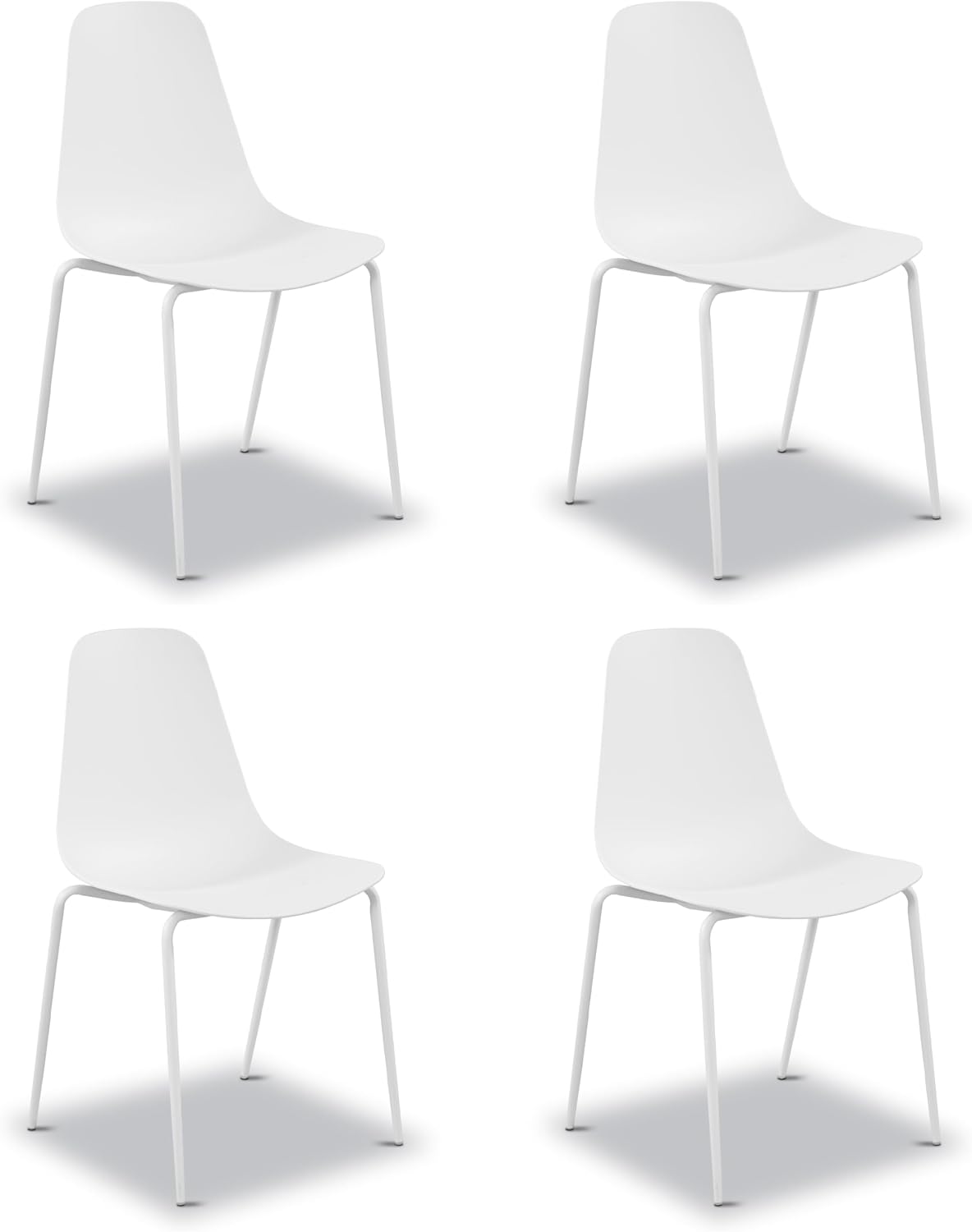 Isla Modern Kitchen Chairs Set of 4, Plastic Dining Chair with Metal Legs, Quick Assembly Simple Cafe Chairs Plastic for Indoor or Outdoor, Ocean Teal