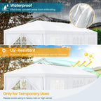Hoteel Party Tent 10x20 Canopy Tents for Parties with 4 Removable Sidewalls, Patio Camping Gazebo, Portable Tent for Parties, Weddings, BBQ, Waterproof, White