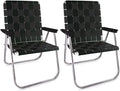 Outdoor Chairs for Camping, Made with Lightweight Aluminum Frames and UV-Resistant Webbing, Folds for Easy Storage, 2-Pack (Green Arms, Classic)