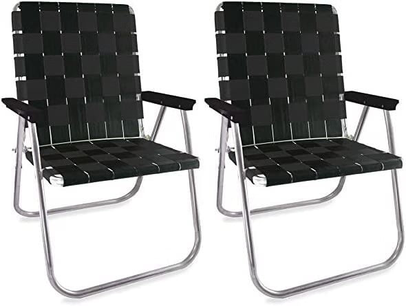 Outdoor Chairs for Camping, Made with Lightweight Aluminum Frames and UV-Resistant Webbing, Folds for Easy Storage, 2-Pack (Green Arms, Classic)