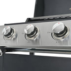 3 Burner BBQ Propane Gas Grill, Stainless Steel 30,000 BTU Patio Garden Barbecue Grill with Two Foldable Shelves