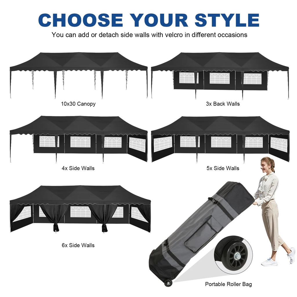 HOTEEL Canopy 10'x20' Pop Up Canopy Tent Heavy Duty Waterproof Adjustable Commercial Instant Canopy Outdoor Party Canopy Parties,Wedding,Outside Patio,Event,Backyard,White
