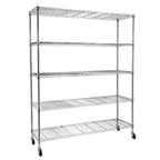 Tcbosik 5-Tier Heavy Duty Metal Storage Rack, NSF Certified Rolling Wire Shelving Unit with Adjustable Shelves for Home Office, Silver