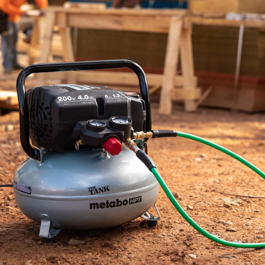 Metabo HPT Air Compressor, THE TANK, Portable Pancake Air Compressor 200 PSI, 6 Gallon Tank, Versatile for Use with Framing, Siding, Finish, Brad or Roofing Nailers, EC914S