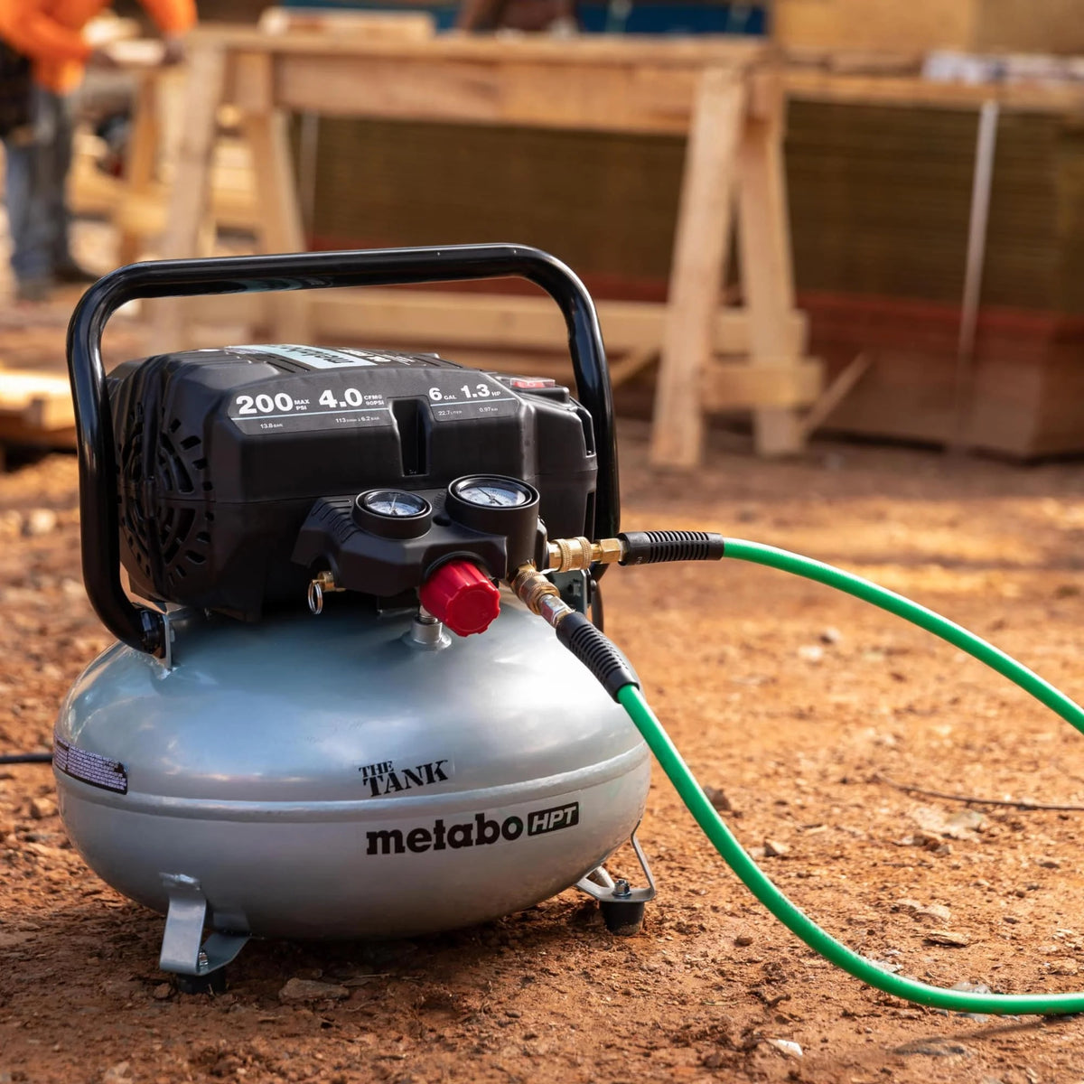 Metabo HPT Air Compressor, THE TANK, Portable Pancake Air Compressor 200 PSI, 6 Gallon Tank, Versatile for Use with Framing, Siding, Finish, Brad or Roofing Nailers, EC914S