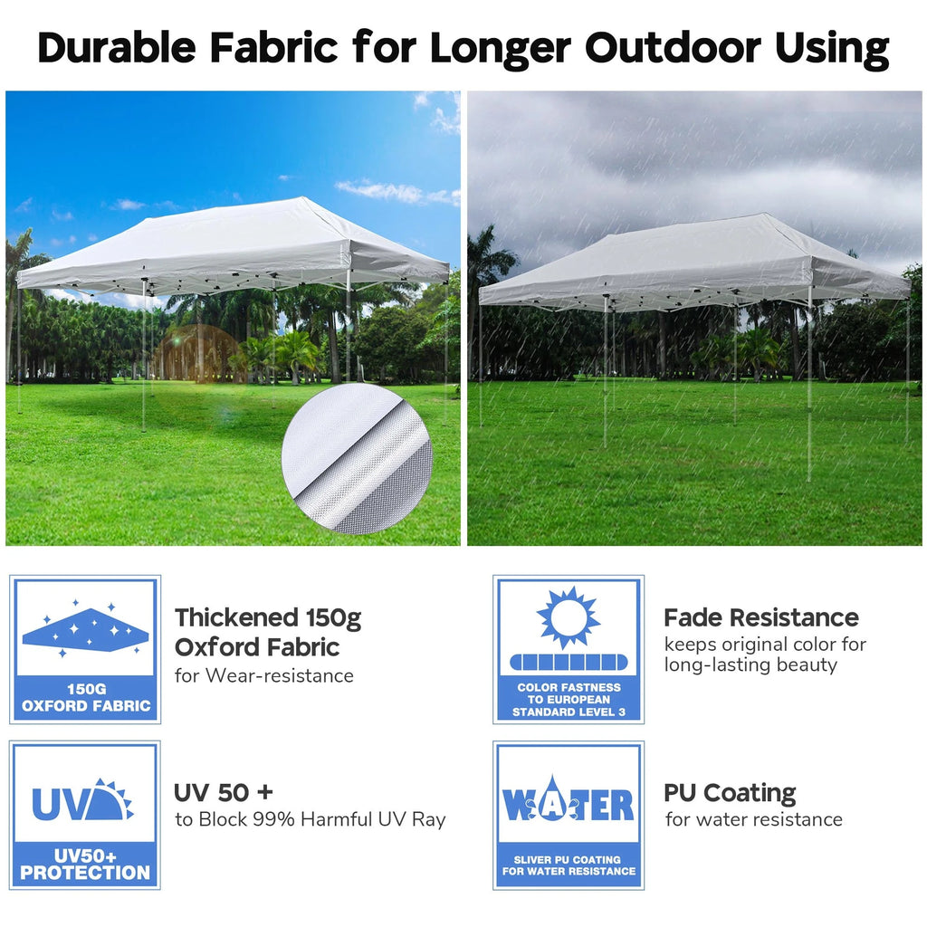 InstaHibit 10x20Ft Replacement Pop up Canopy Top Sunshade Cover Outdoor Patio