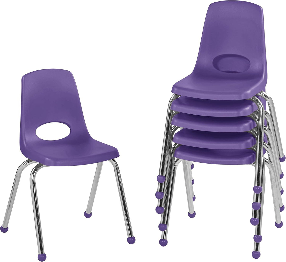 10" School Stack Chair with Swivel Glides, Purple, 6-Pack