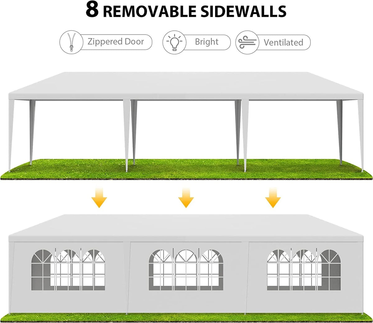 SLSRFD 10'x30' Outdoor Canopy Tent Patio Camping Gazebo Shelter Pavilion Cater Party Wedding BBQ Events Tent w/Removable Sidewalls